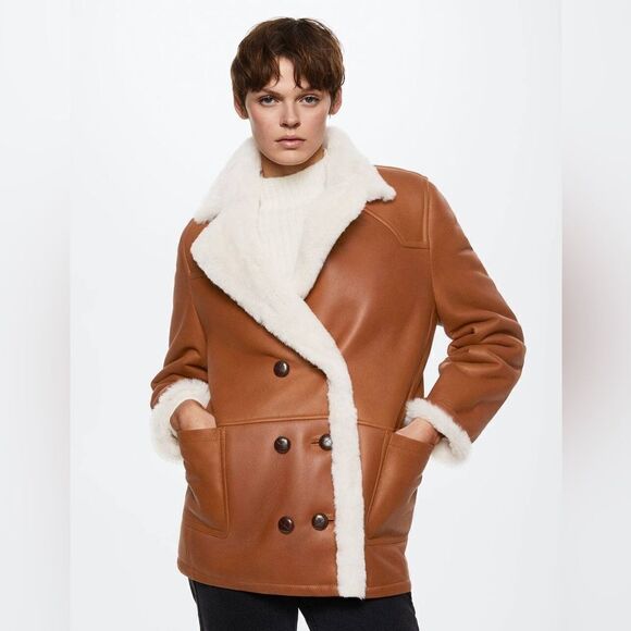 Mango Genuine Leather Shearling Lined Jacket - Picture 4 of 17